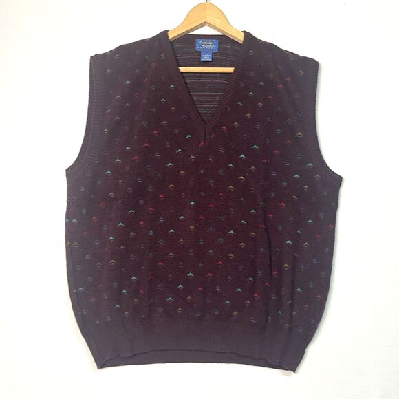 VTG Cambridge Classics Mervyns Sweater Vest Dark Academia V Neck Wool - Picture 1 of 6